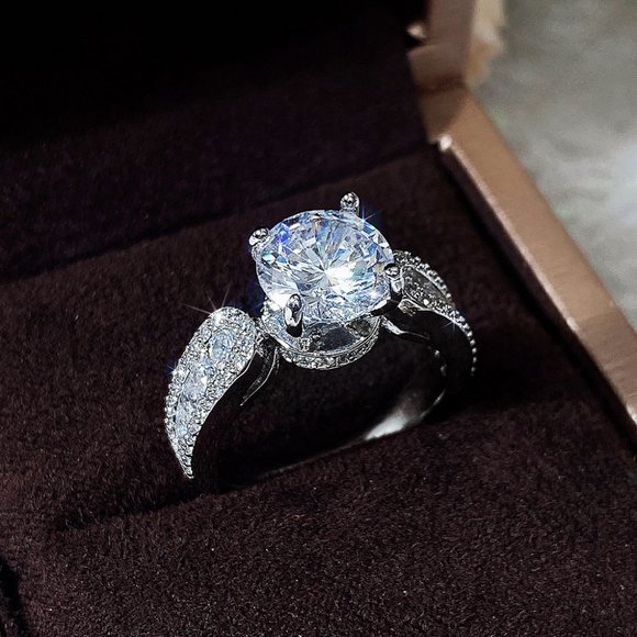 Round Solitaire Pave Engagement Ring - Picture 10 of 16